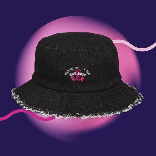 Distressed denim bucket hat