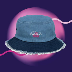 "est 2017" Distressed denim bucket hat