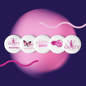 "VANITY" Set of pin buttons